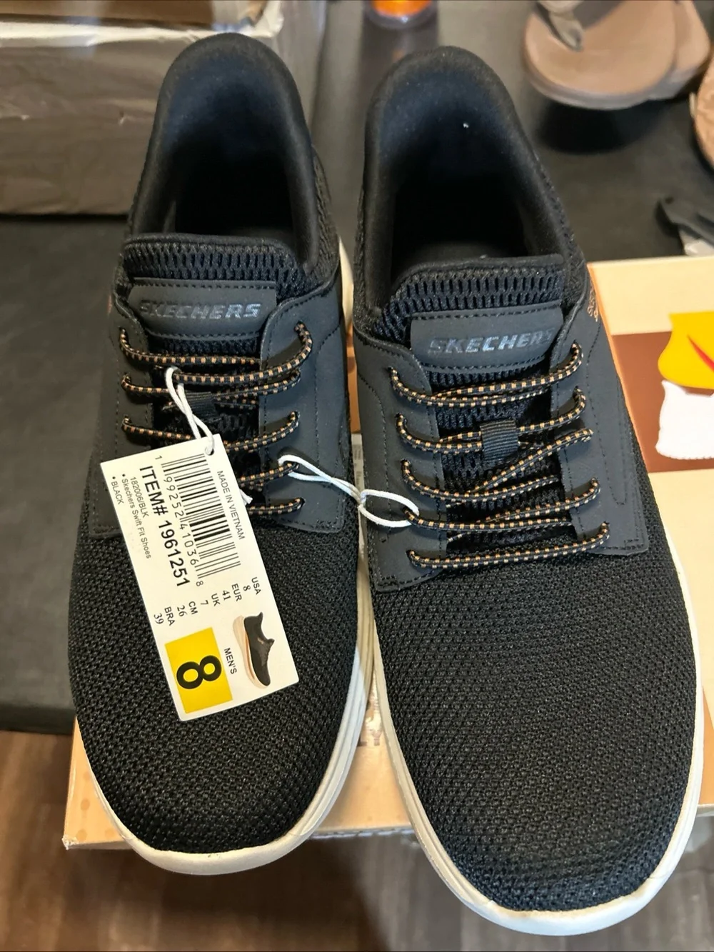 Skechers Swift Fit Men's Black with Cream and Brown Accents